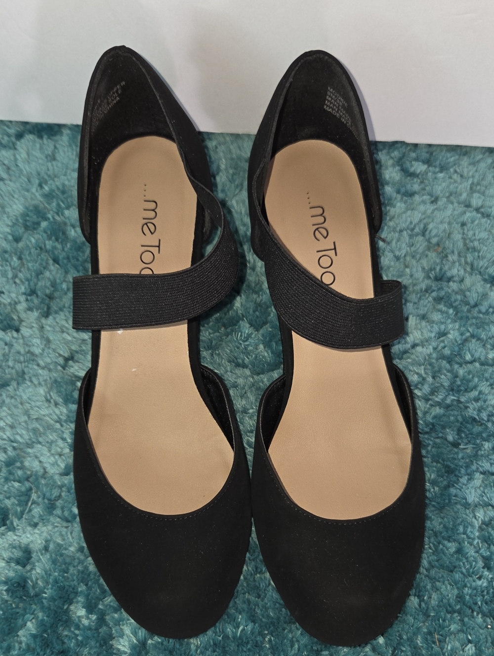 Me Too Women’s Black Suede Closed-Toe Low Wedge Heels Size 9M